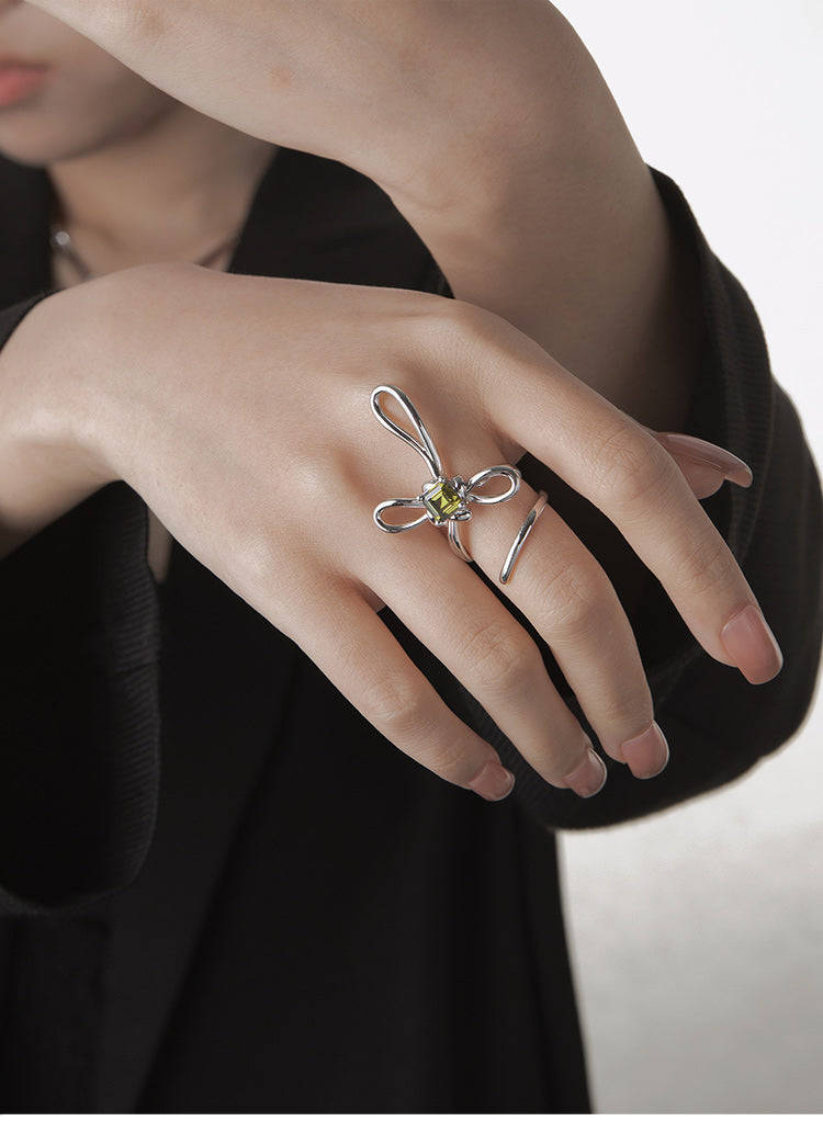 COILED ZIRCONIA-INLAID RING