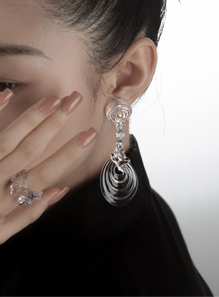DOUBLE-KNOTTED SWASTIKA RESIN EARRINGS