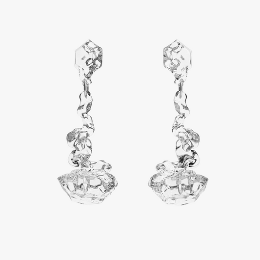 INTAGLIO-CUT BERG CRYSTAL CHANDELIERS EARRING