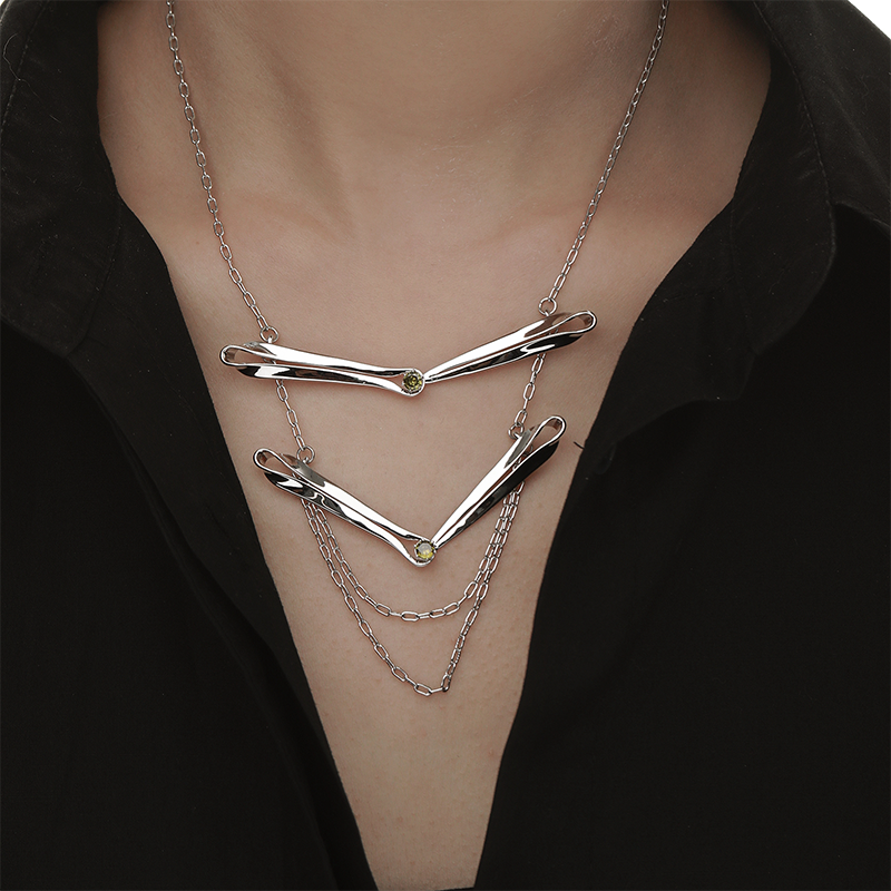 Frog button necklace