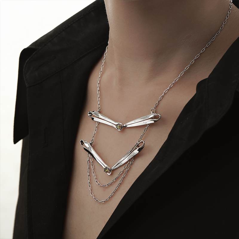 Frog button necklace